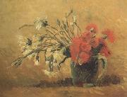 Vincent Van Gogh Vase with Red and White Carnations on Yellow Background (nn04) oil painting artist